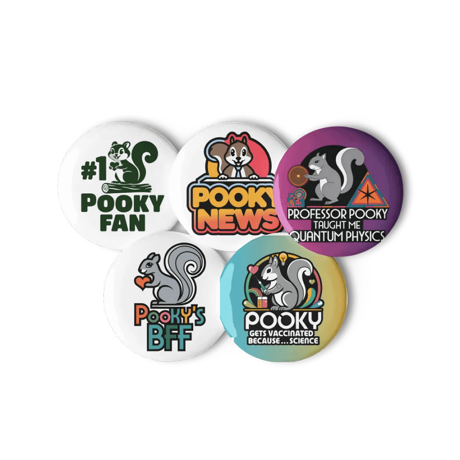 Original Pooky Artwork Buttons: Set of Five -O product image (3)
