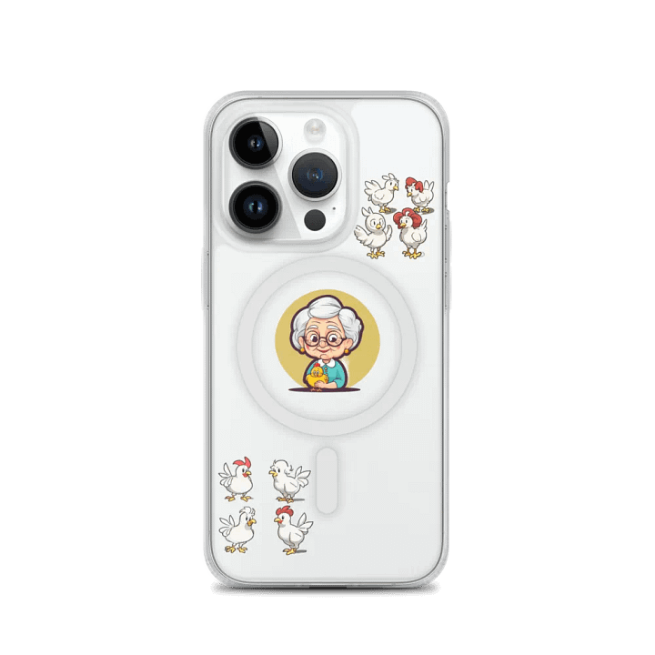 Elderly Woman with Chick Cartoon Clear iPhone® Case product image (3)