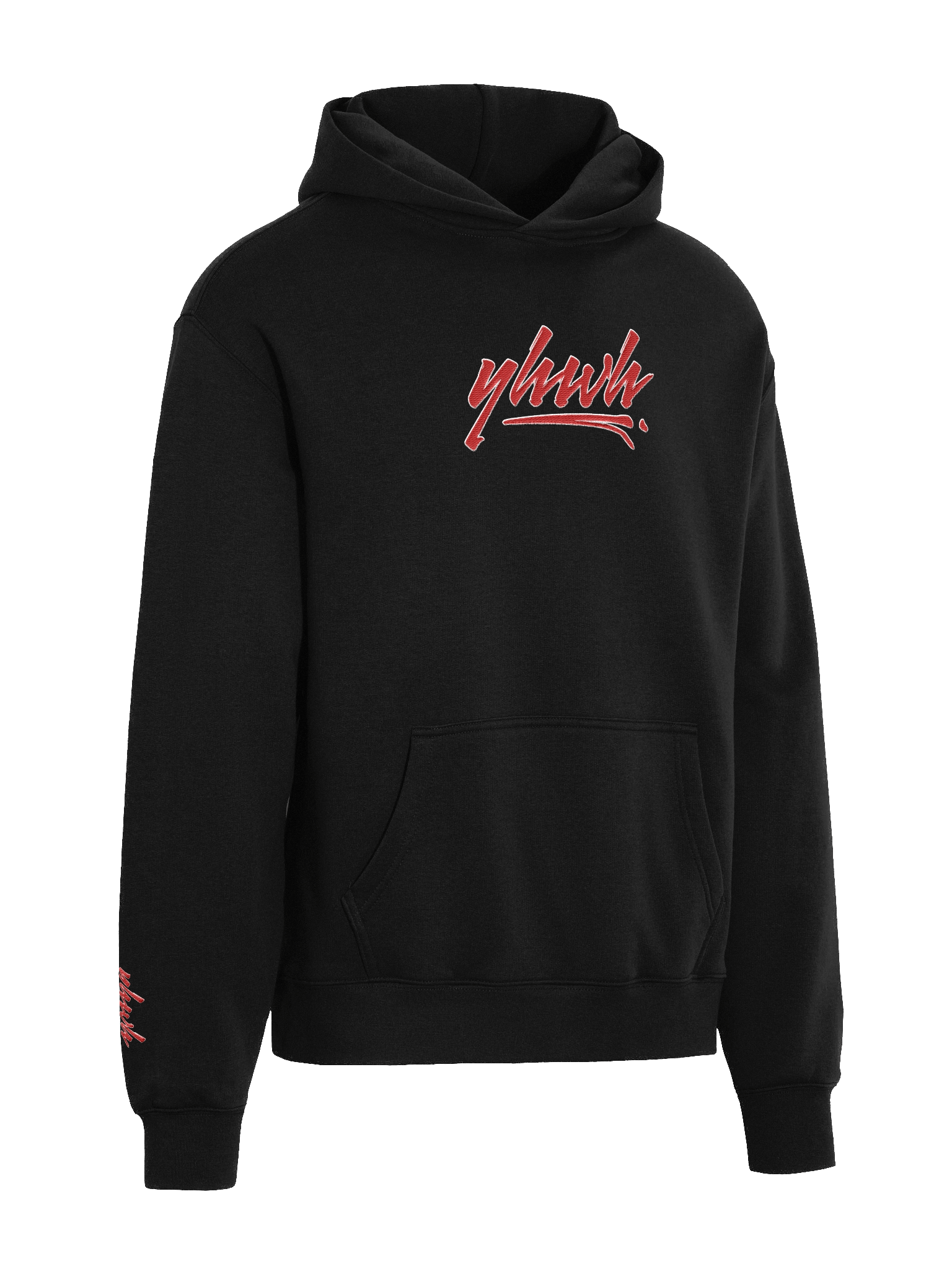 YHWH - PREMIUM OVERSIZED Embroidered Hoodie Red on Black product image (3)