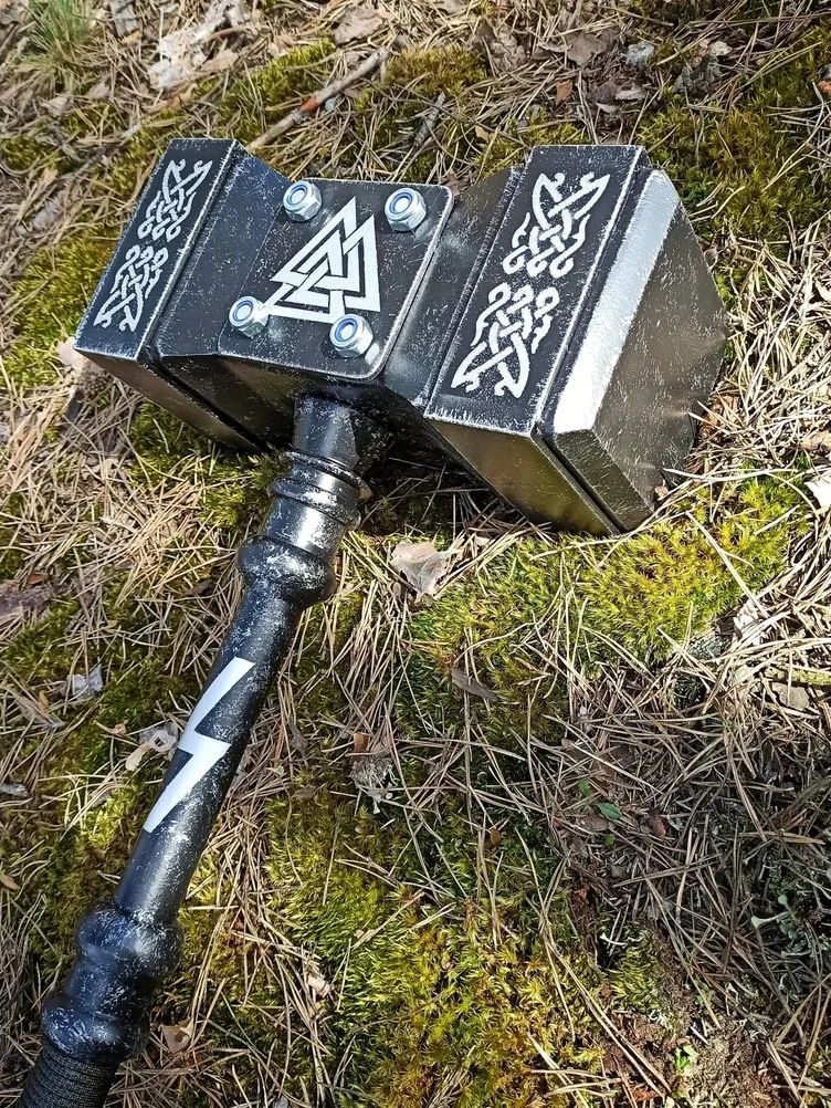 Sledgehammer "Monster Valknut" Crossfit Mjolnir War Hammer Nordic Odin Thor Gift Battle Ready Warhammer Fathers Day Gift Personalized hammer product image (3)