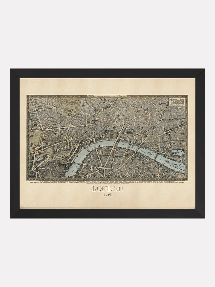 London 1892 Framed Poster Print – Hand-Drawn Historic City Map Print product image (1)