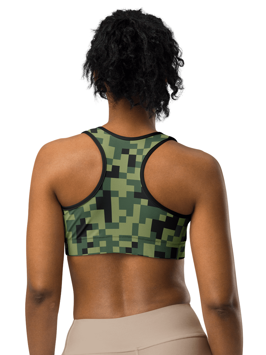 Military Green Camouflage Pixels Camo Pattern Sports Bra product image (4)
