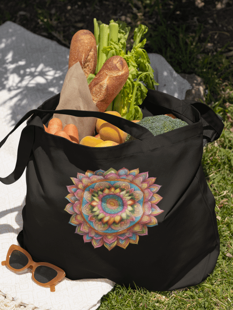 Golden Bloom Mandala - Eco-conscious Organic Cotton Totes product image (2)