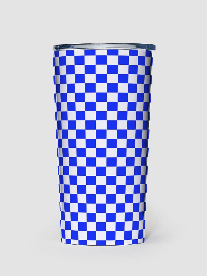 Checkered! Blue and White Checkers 20 oz Stainless Steel Tumbler product image (1)