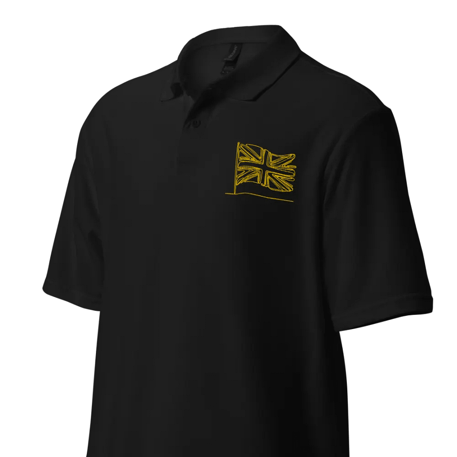Embroidered UK Flag Golden Line Art Polo Shirt product image (5)