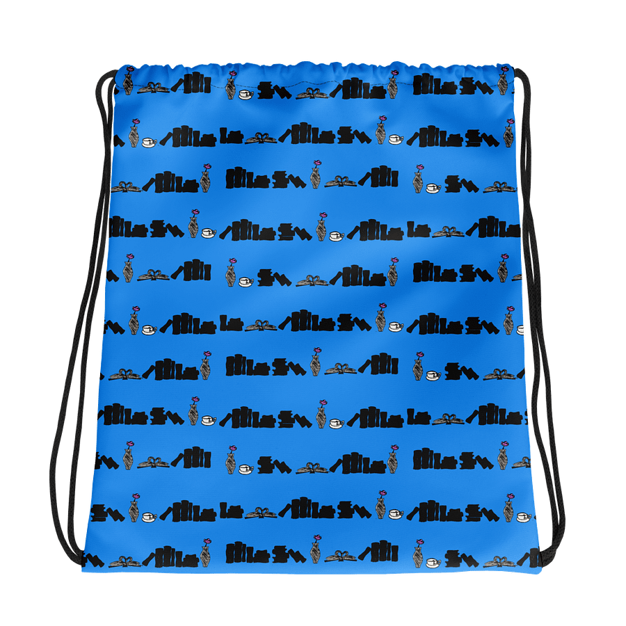 Classy Bookshelf Drawstring Bag (Blue) product image (1)