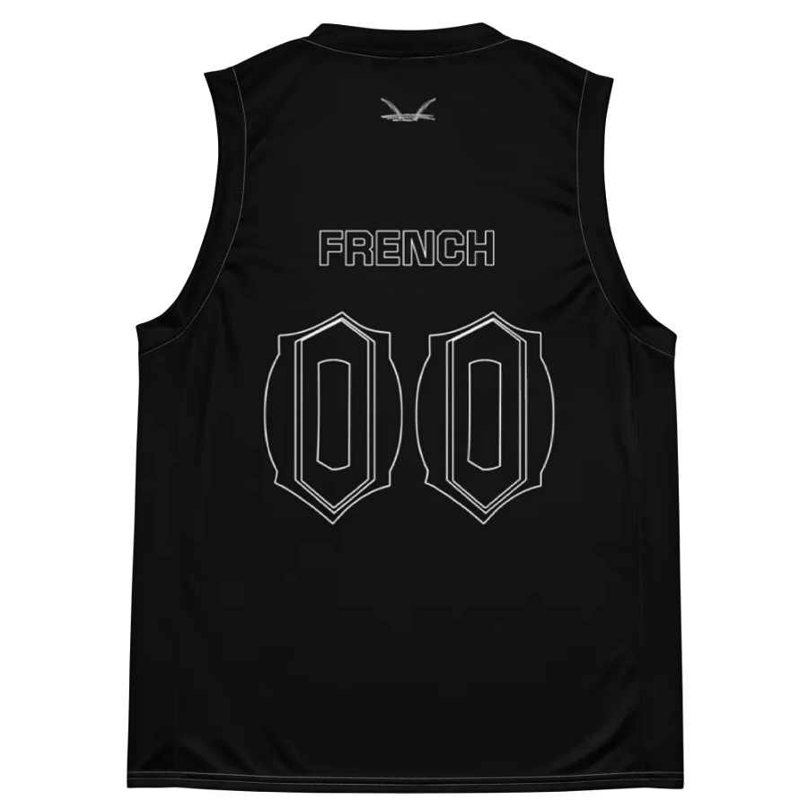 Capital FRENCH - Black - Recycled Unisex Basketball Jersey - White HApex Gear Black Logo product image (11)