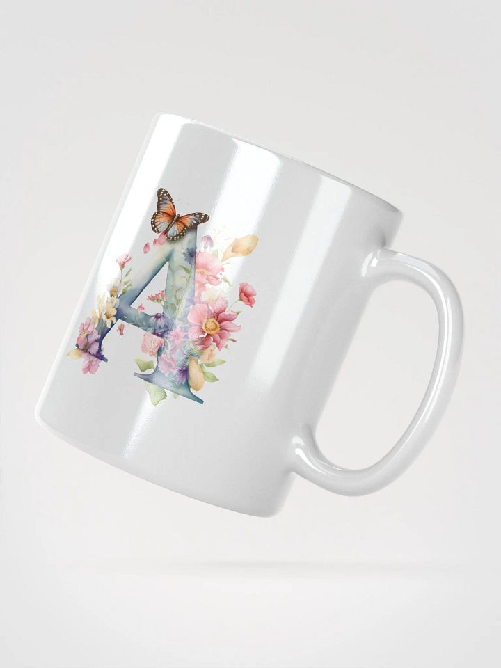 Letter A Monogram Floral Fantasy White Glossy Mug product image (4)