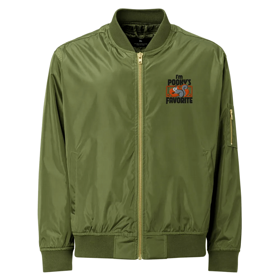 embroidered Heartfelt Squirrel Recycled Bomber Jacket product image (1)
