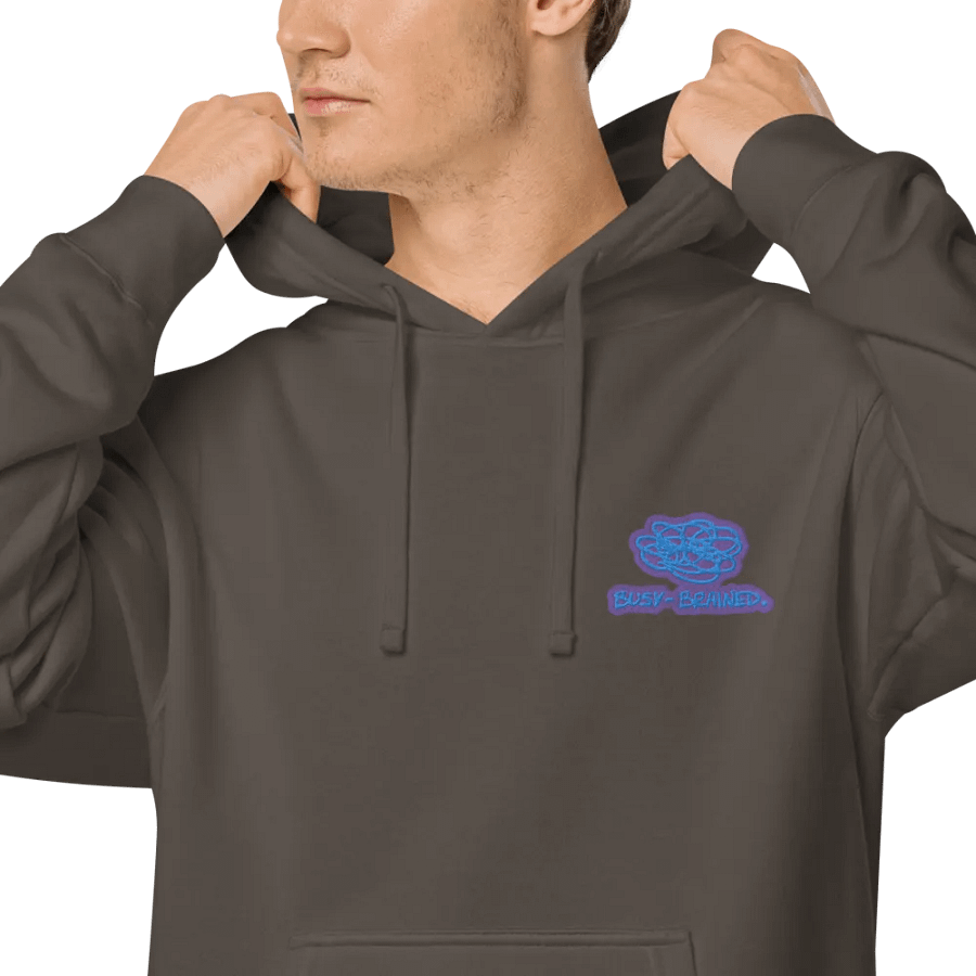 BUSY-BRAINED (L.C. violet bubble design) embroidered pigment hoodie product image (7)