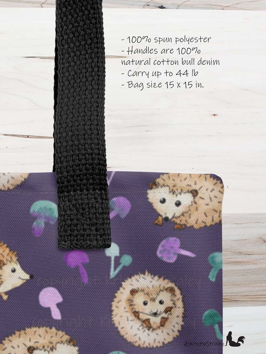 Hedgehogs and Mushrooms on Dark Plum Tote Bag product image (4)