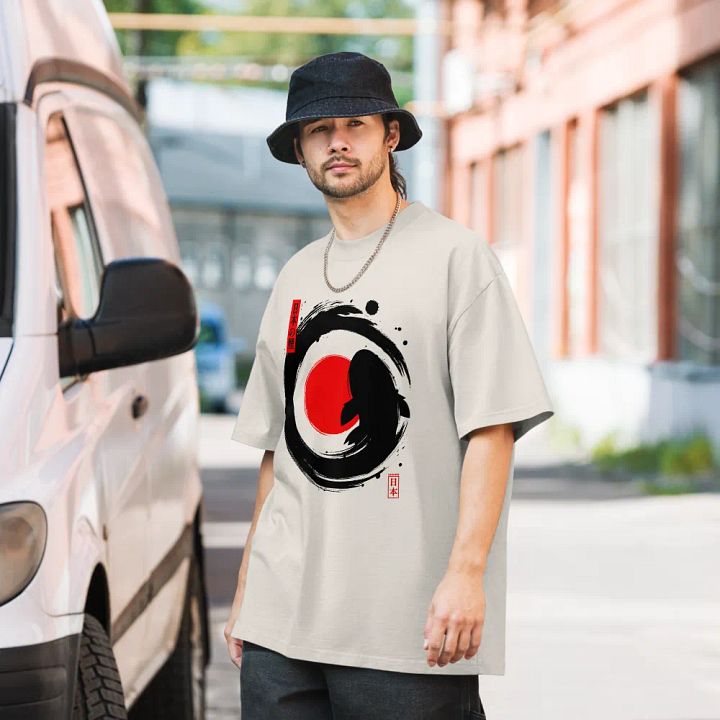 Black Koi Japanese Enso Ink - Oversized Tee product image (1)