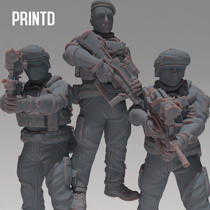 French FAMAS Army Soldiers - Modern Warfare Wargame Hobby Resin Scale Models product image (1)