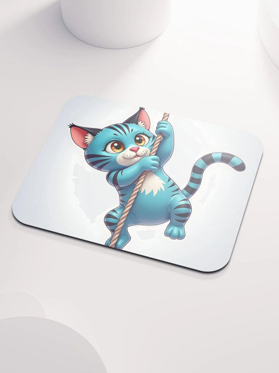 "Brave Climb" – Adorable Cat Climbing Rope Mouse Pad POD Design product image (3)