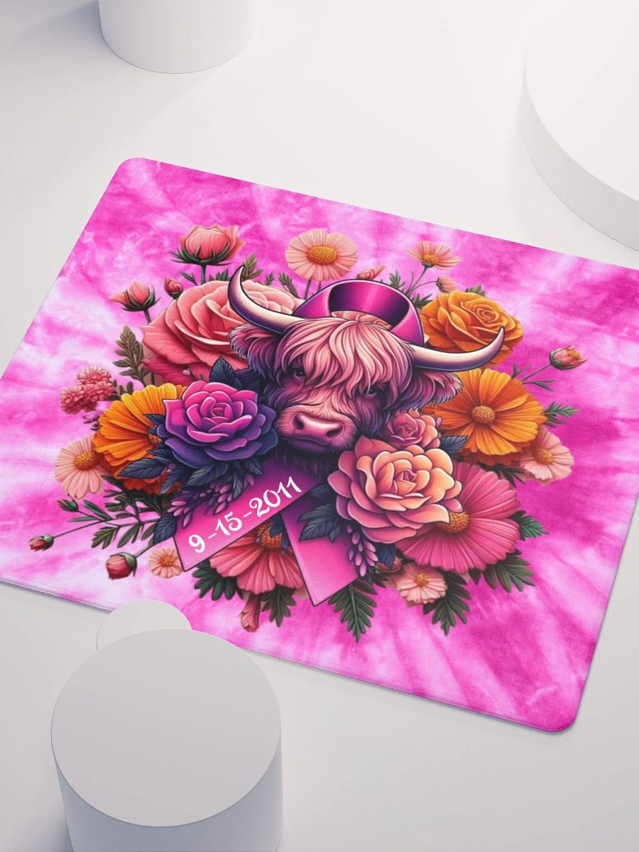 Highland Cow Blooms Breast Cancer Awareness Gaming Mouse Pad product image (5)
