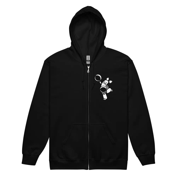 PomPom Single Color (White on Dark) Zip-up Hoodie product image (2)