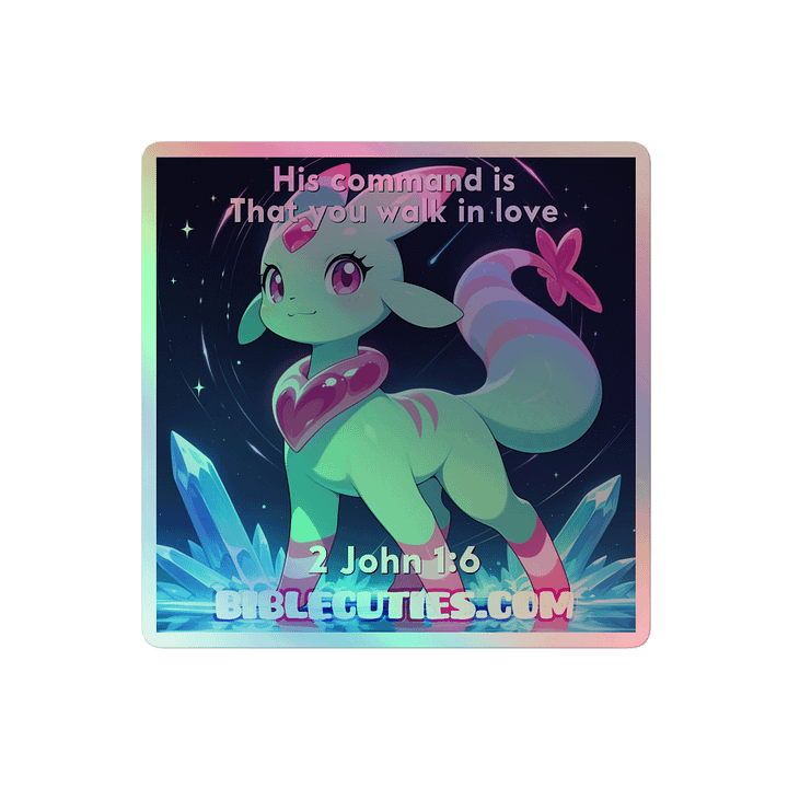 Bible Cutie Nessa - His command is that you walk in love Holographic Sticker product image (2)
