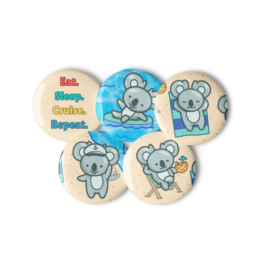 Eat Sleep Cruise Repeat! Beach Koala Pin Set product image (3)