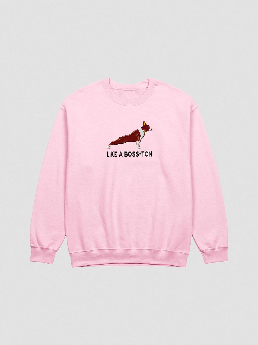 Like a Boss-ton Sweatshirt (Embroidered) of a Boston Terrier(Brown) product image (4)