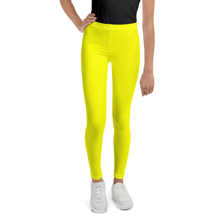 Youth Plain Color Yellow Leggings product image (1)