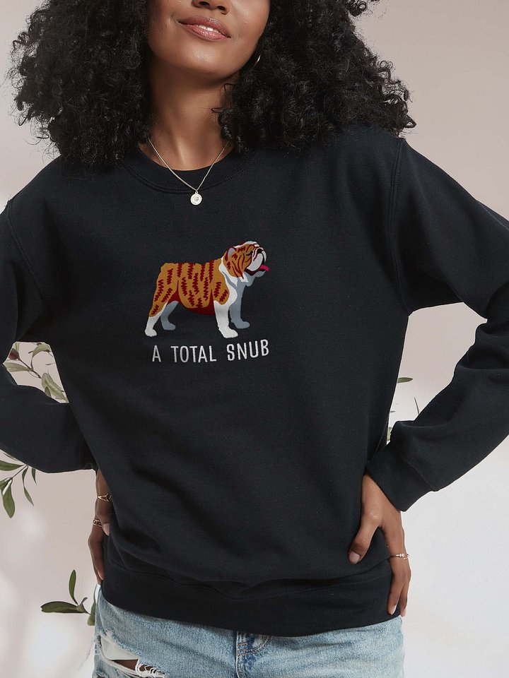 A Total Snub Sweatshirt (Embroidered) of an English Bulldog(Brindle & White) product image (2)