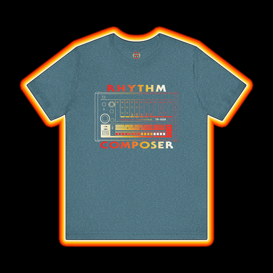 808 T-Shirt "Rhythm Composer" - Roland TR-808 (Vintage Drum Machine) COLOUR PRINT B product image (1)