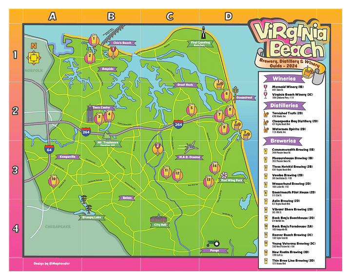 Boozy Virginia Beach Map - instant digital download product image (2)