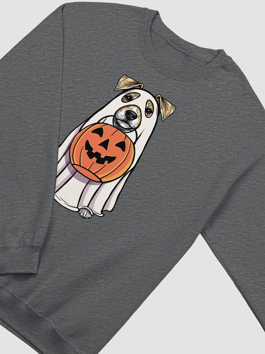 Funny Halloween Jack Russell Terrier(Lemon) Sweatshirt | Funny JRT Wearing a Ghost Costume and Holding a Pumpkin Basket product image (8)