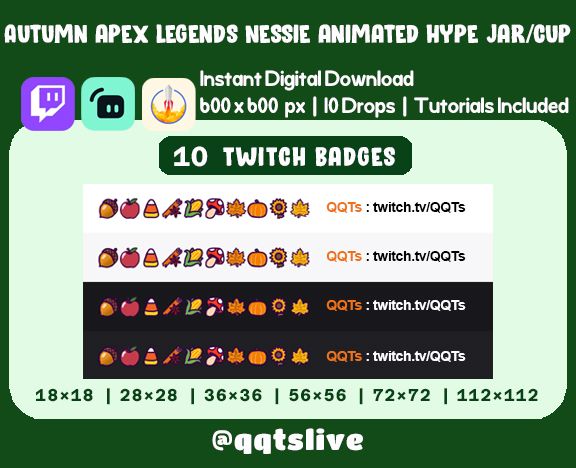 ANIMATED AUTUMN NESSIE Twitch Hype Jar - Stream Tip Cup + Sub Badges / 2 Layers - 5 Nessie Options - 10 Bit Options + Set Up Tutorial product image (3)