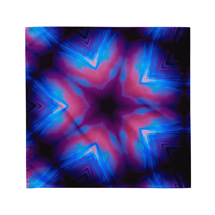 Neon Pink Blue Sea Witch Beach Bandana, Summer Star Kaleidoscope Coastal Art Accessory product image (3)