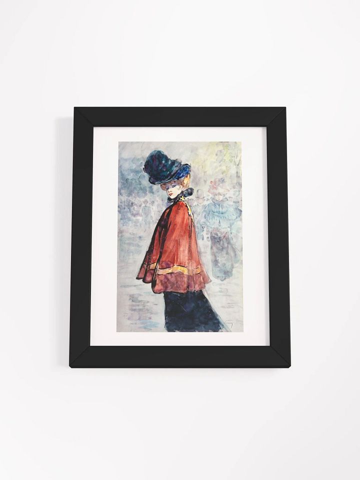 Elegant Lady in Red Cape Watercolor Poster product image (1)