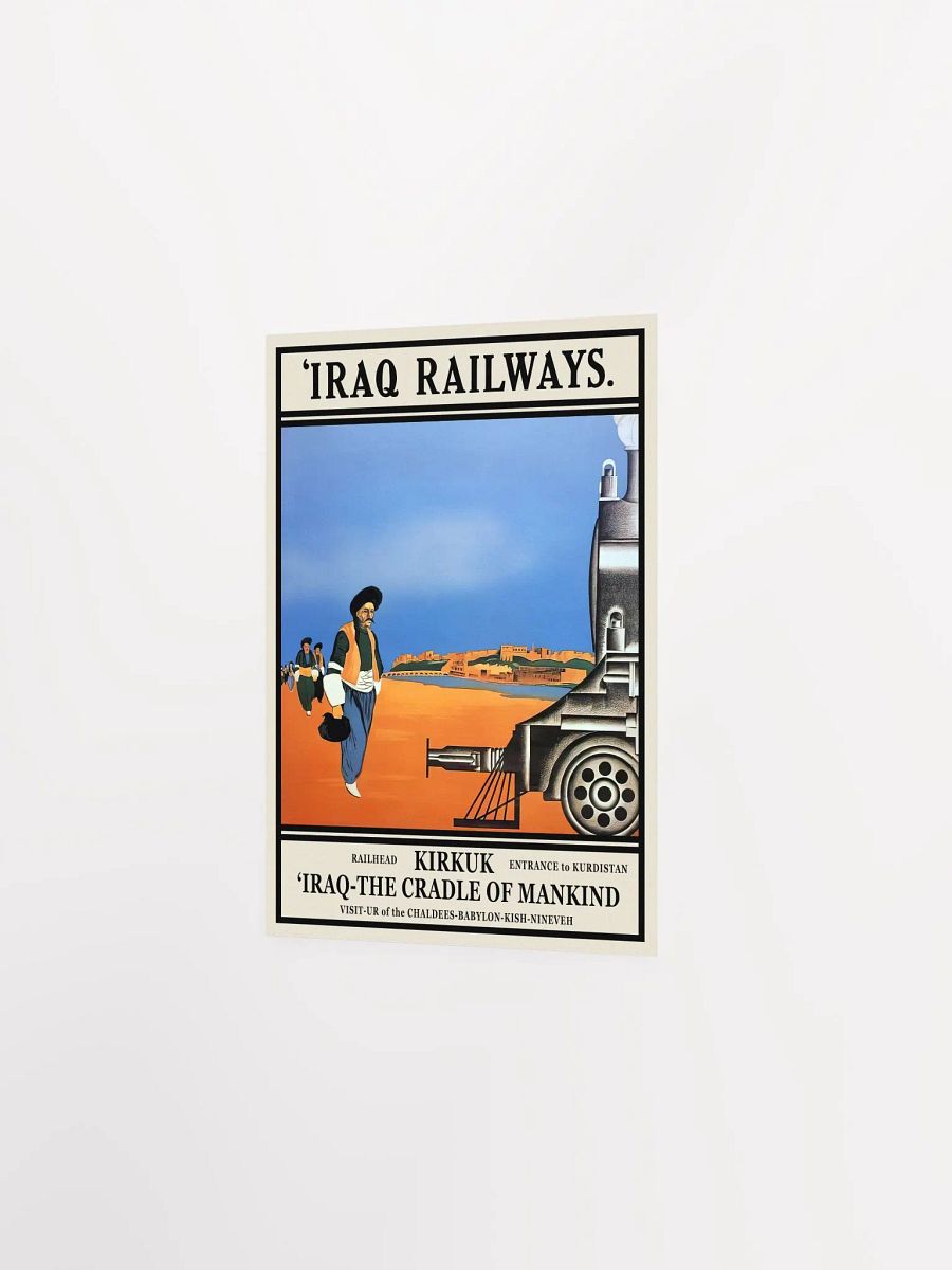 Iraq Railways, Kirkuk, Kurdistan. 1930s [RARE poster] — retro vintage travel poster, retro travel art, retro travel wall art product image (8)