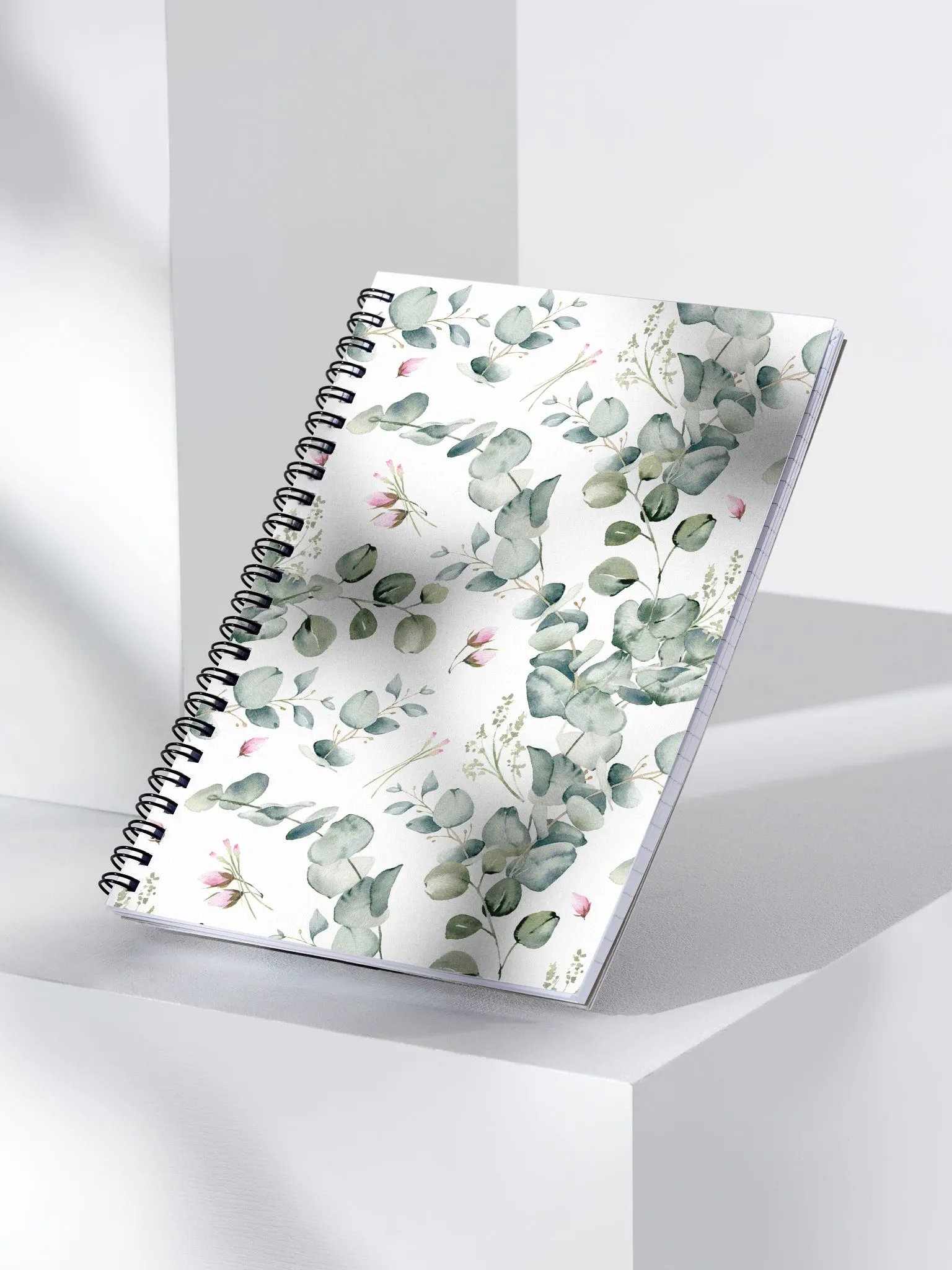 Eucalyptus and Pink Flowers Spiral Notebook product image (3)