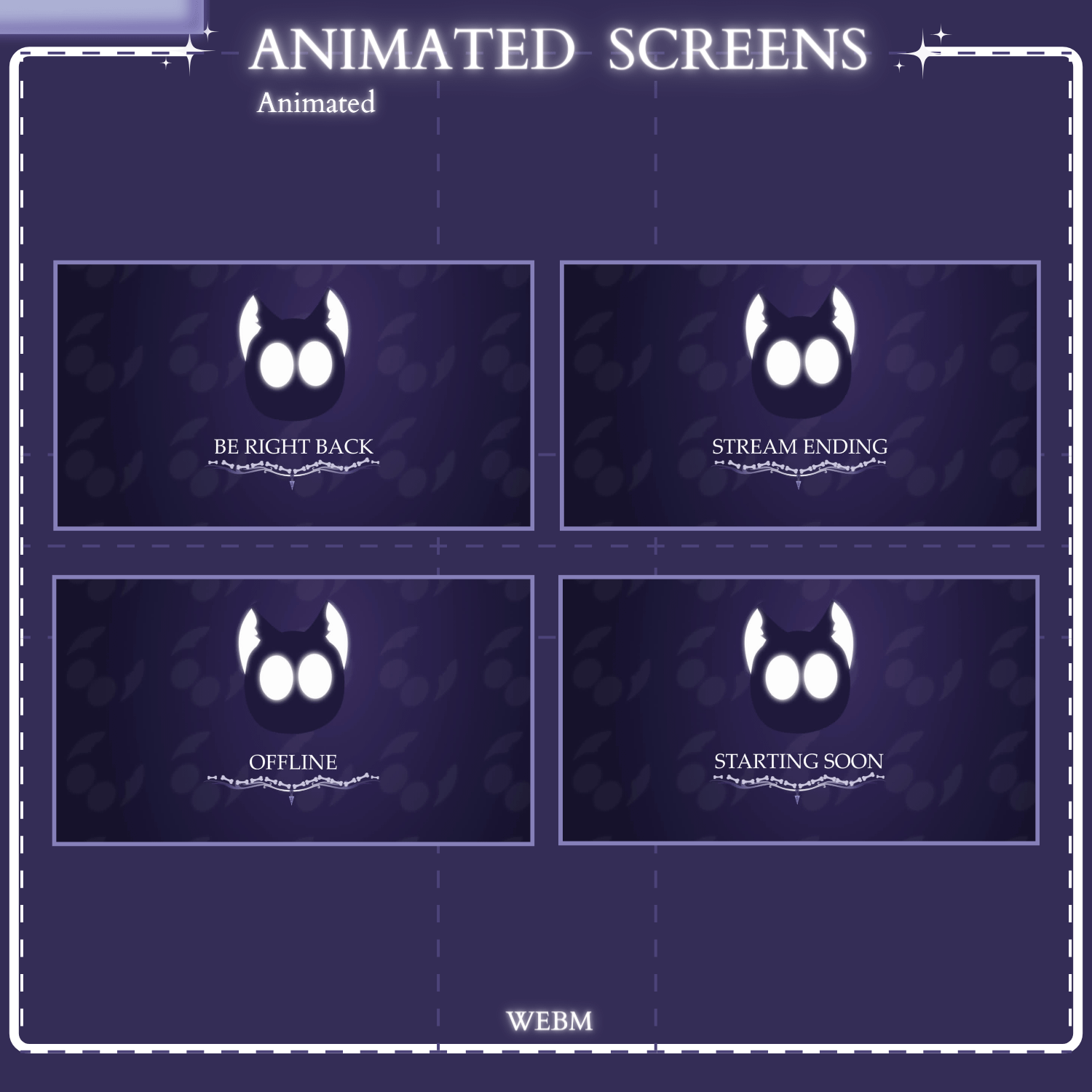 ANIMATED Twitch Stream Package Overlay, Magic stream overlay, Dark magical overlay, Halloween Spooky, Vivid Gothic Black Cat, Spooky Book product image (8)