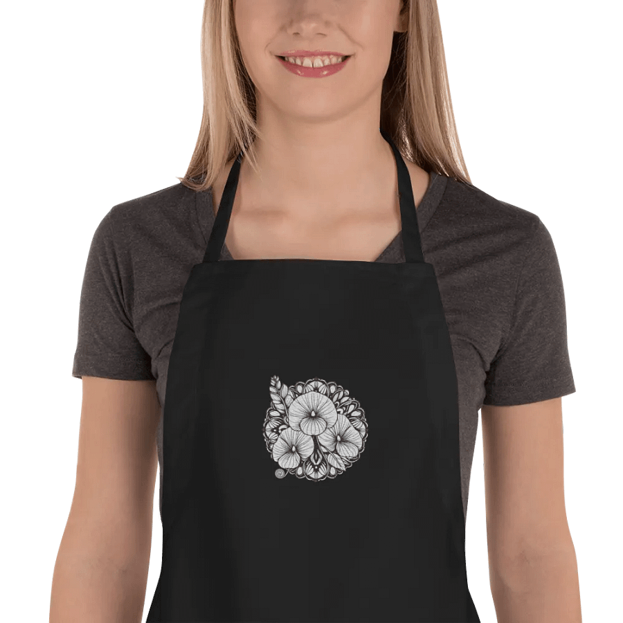 Floral Elegance Embroidered Apron |Ai Design flower mandala product image (1)