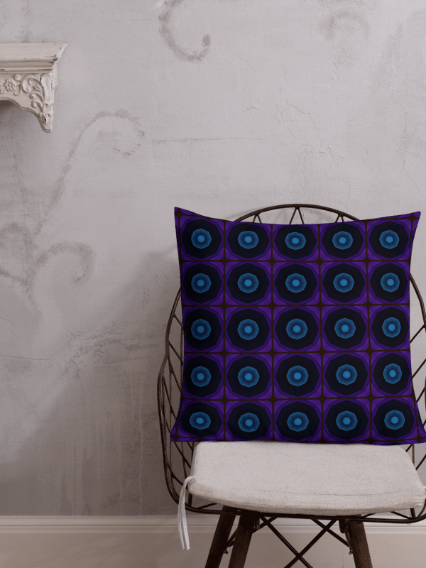 Purple & Blue Circular Pattern Premium Throw Pillow – Bold Geometric Design product image (3)