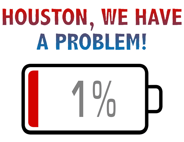 Houston, We Have a Problem with Battery at 1% T-Shirt product image (2)