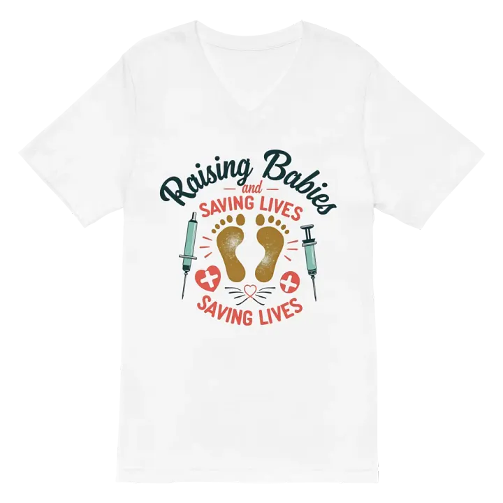 medical moms,Raising Babies and Saving Lives V-Neck Tee product image (2)