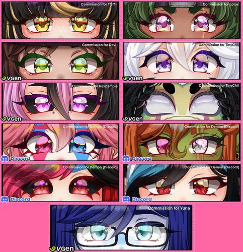 .
Here’s all the Detailed Eye Banner comms I’ve drawn so far this week! 👀✨💖

You can grab too on from my vGen for only 15 GBP...