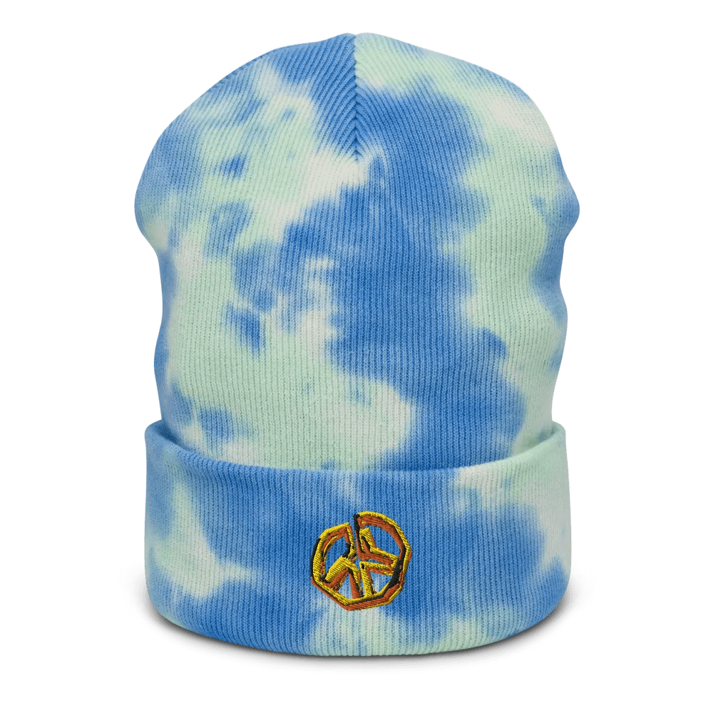 Pixeled Peace Embroidered Beenie (tie dye) product image (1)