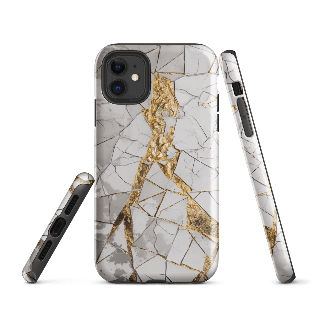 White & Gold Kintsugi Tough iPhone Case product image (1)