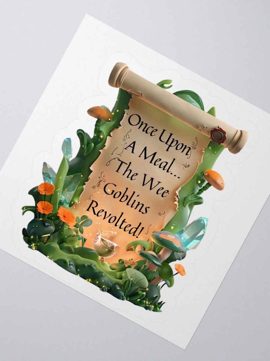 Funny Mom Sticker – ‘Once Upon A Meal, The Wee Goblins Revolted!’ Parenting Humor Vinyl Decal product image (6)
