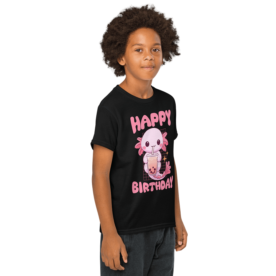 Happy Birthday (Axolotl Drinking Bubble Tea) T-Shirt For Kids product image (8)