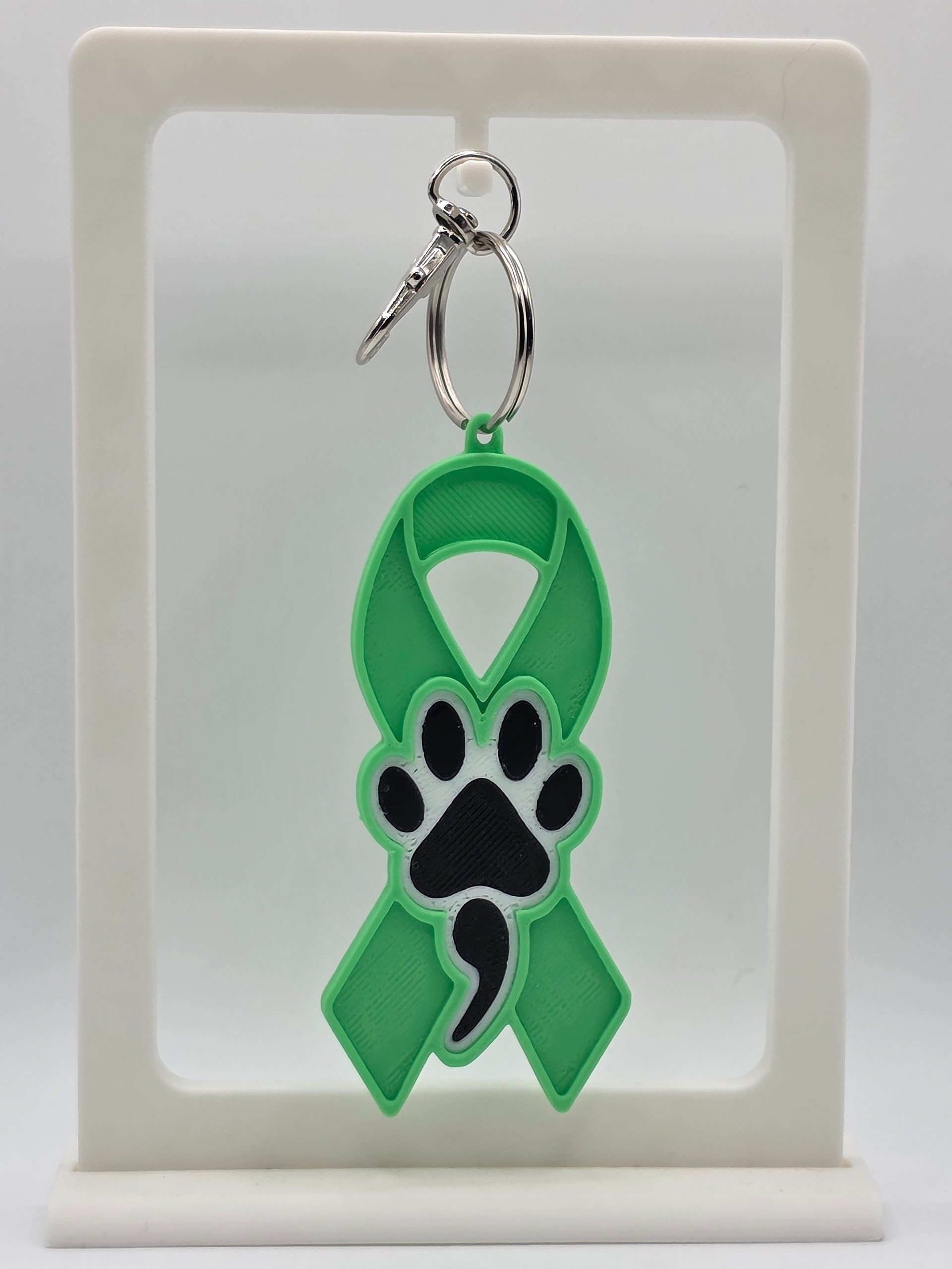 💚 Green Awareness Ribbon Keychain | Dog Paw Semicolon product image (1)