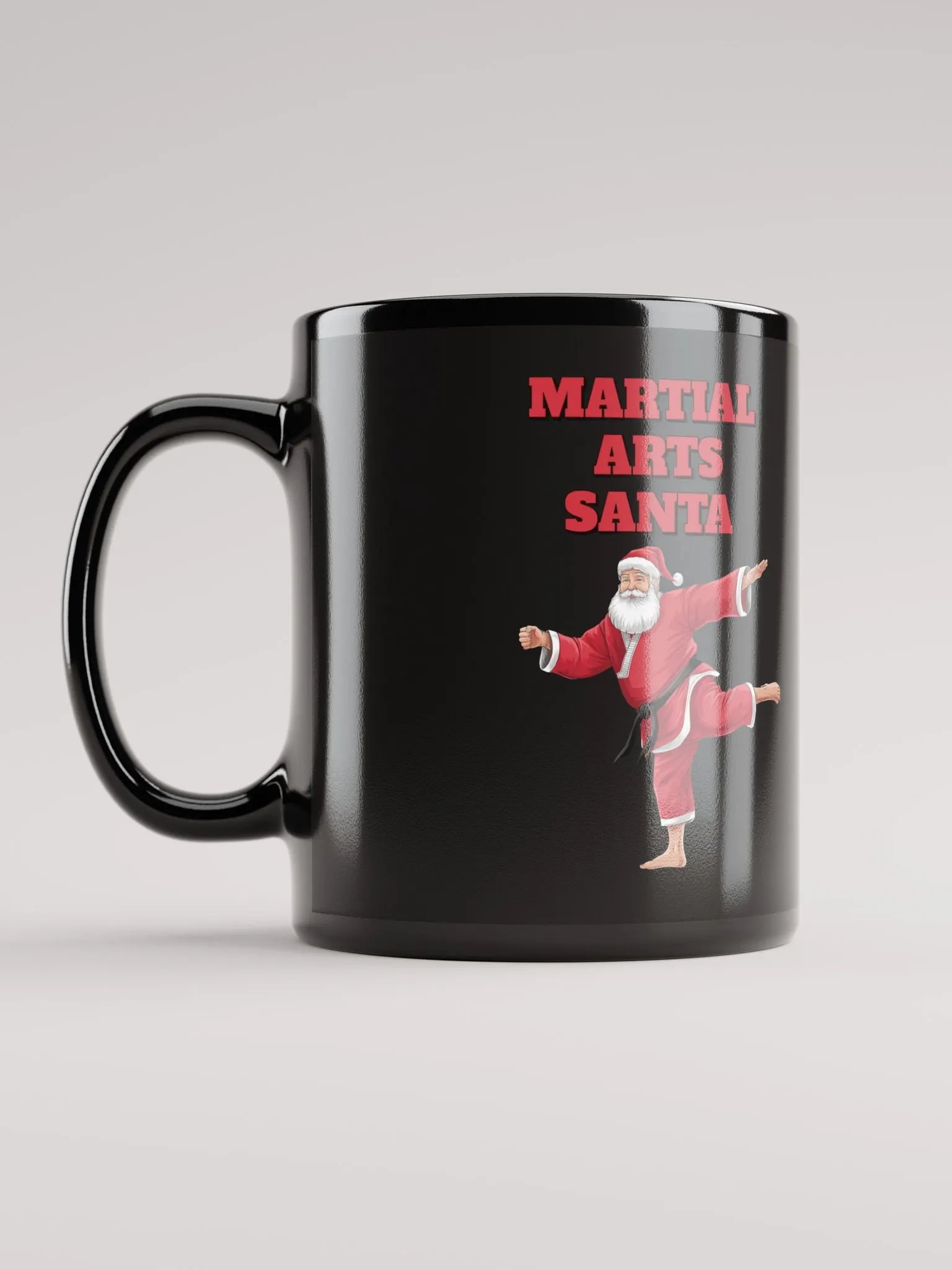 Martial Arts Santa - Funny Christmas Black Mug product image (12)