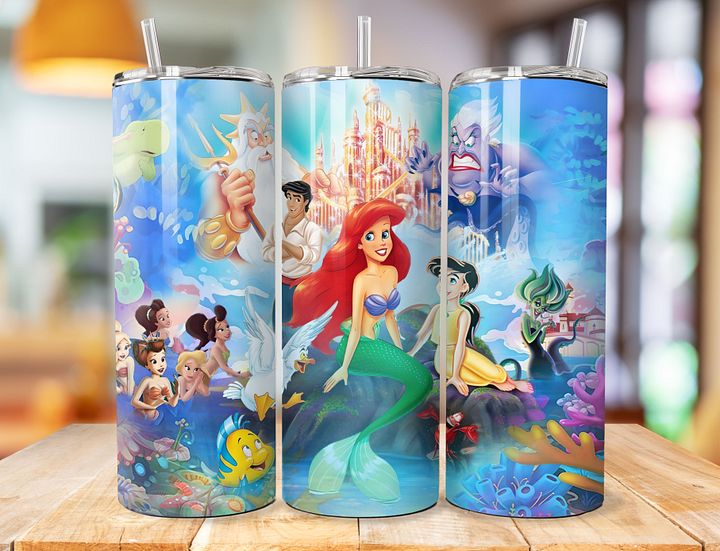 Ariel & Friends 20 oz Stainless Steel Tumbler – The Little Mermaid Full Cast Design product image (1)