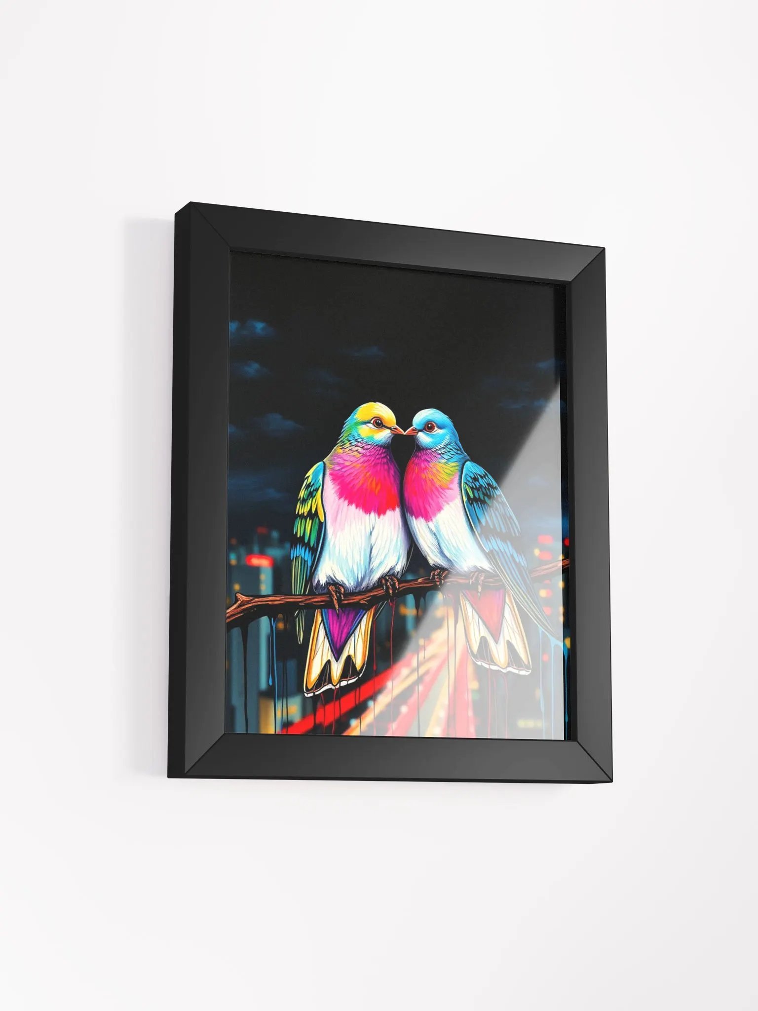 Vibrant Avian love, eco friendly wooden framed print product image (12)