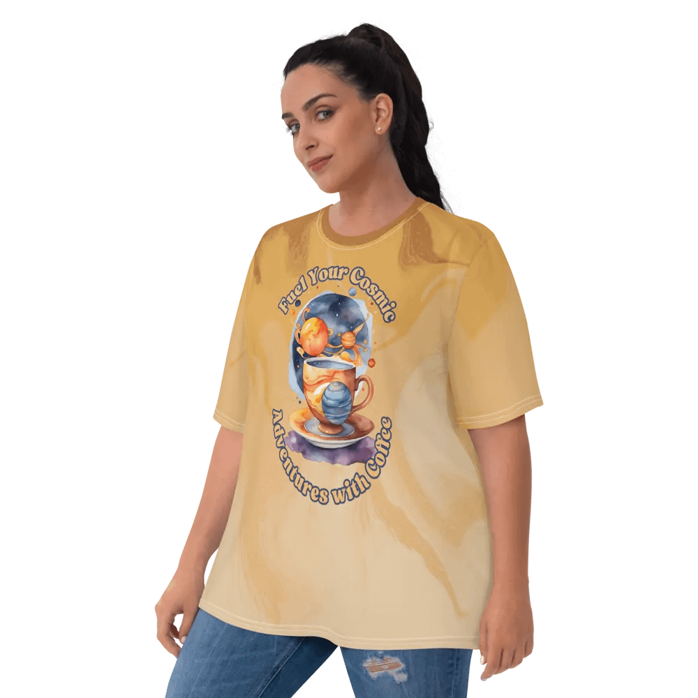 Fuel Your Cosmic Adventures with Coffee All Over Print T-shirt product image (6)