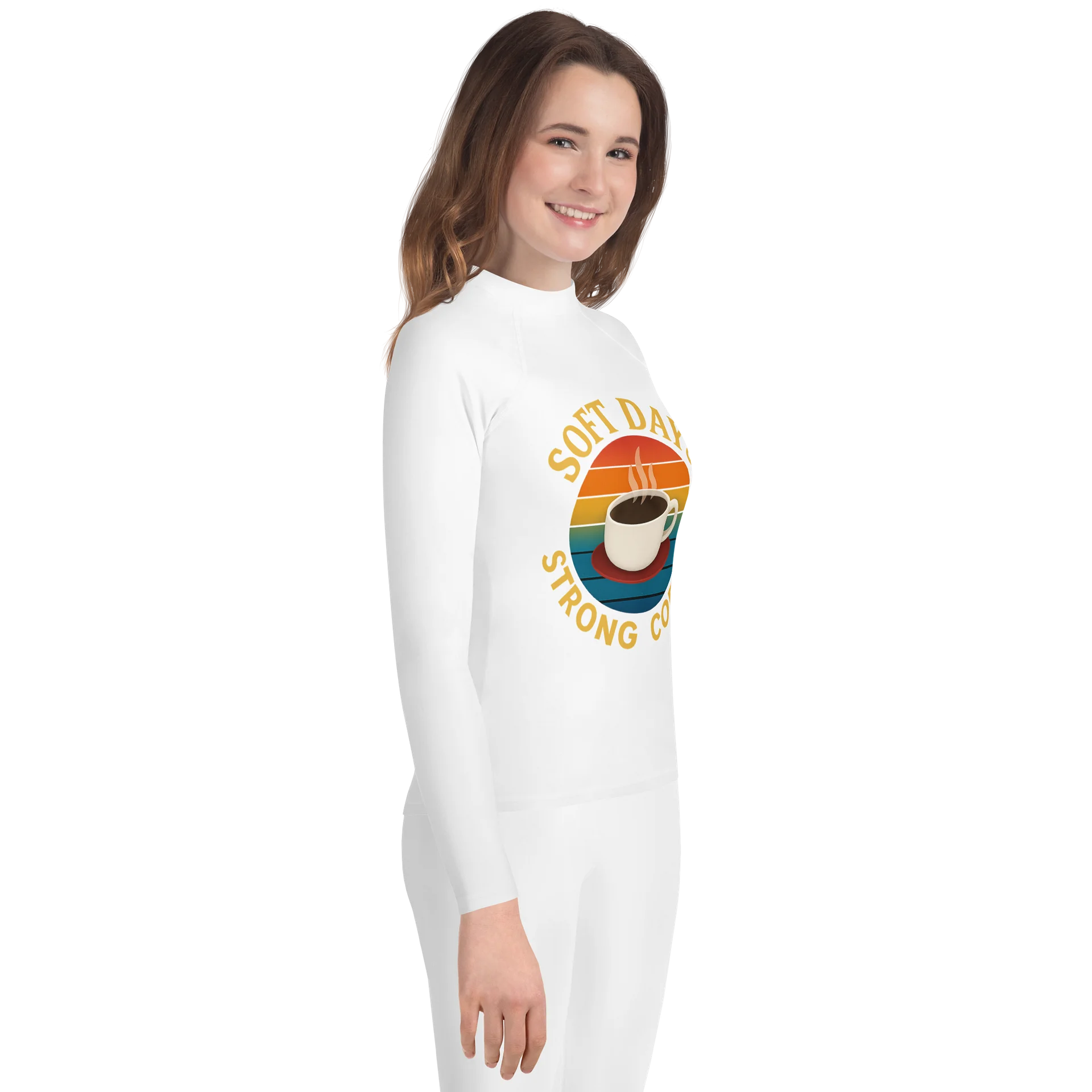 Rainbow Retro Coffee Youth Rash Guard product image (4)