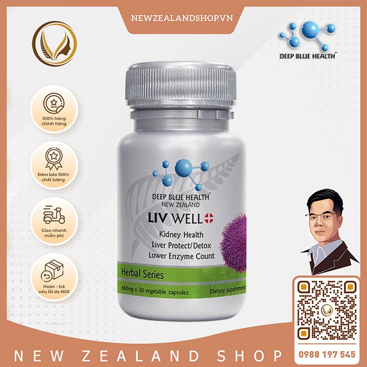 Viên uống bổ gan hạ men gan, giải độc gan Deep Blue Health Liv Well 30 viên product image (1)